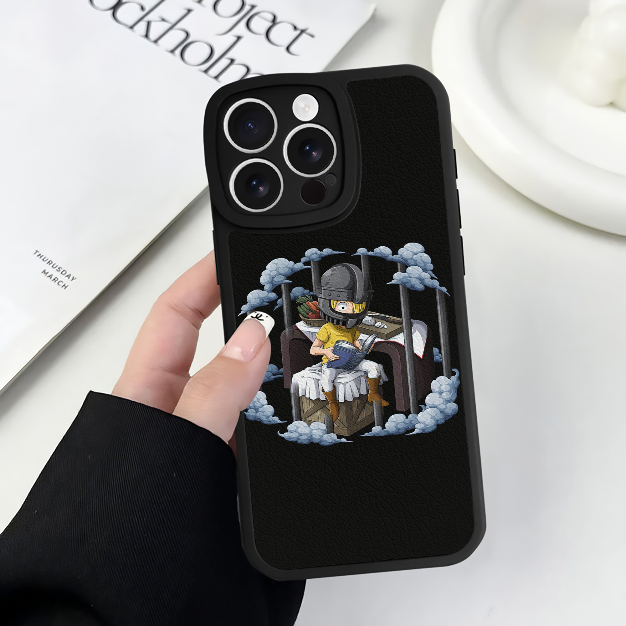 （画像用） ワンピース サンジ ONE PIECE Sanji 【iPhone 16シリーズ対応】シリコンスマホケース（レザー調） 材質：シリコン